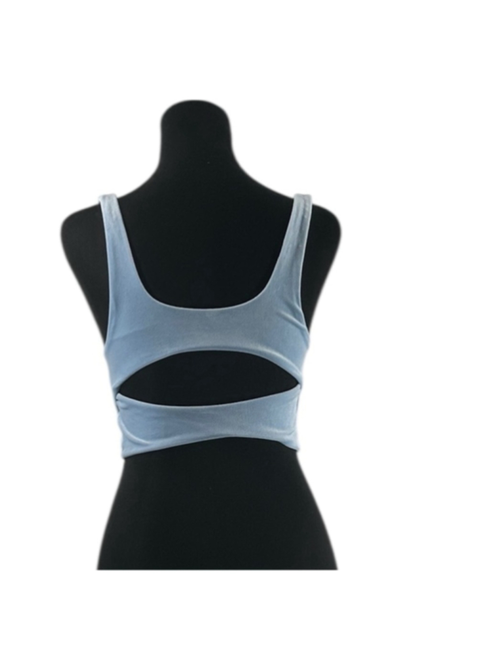 Athleta Velvet Cut Out Crop light blue workout gym lounge wear sz xs - Picture 10 of 12